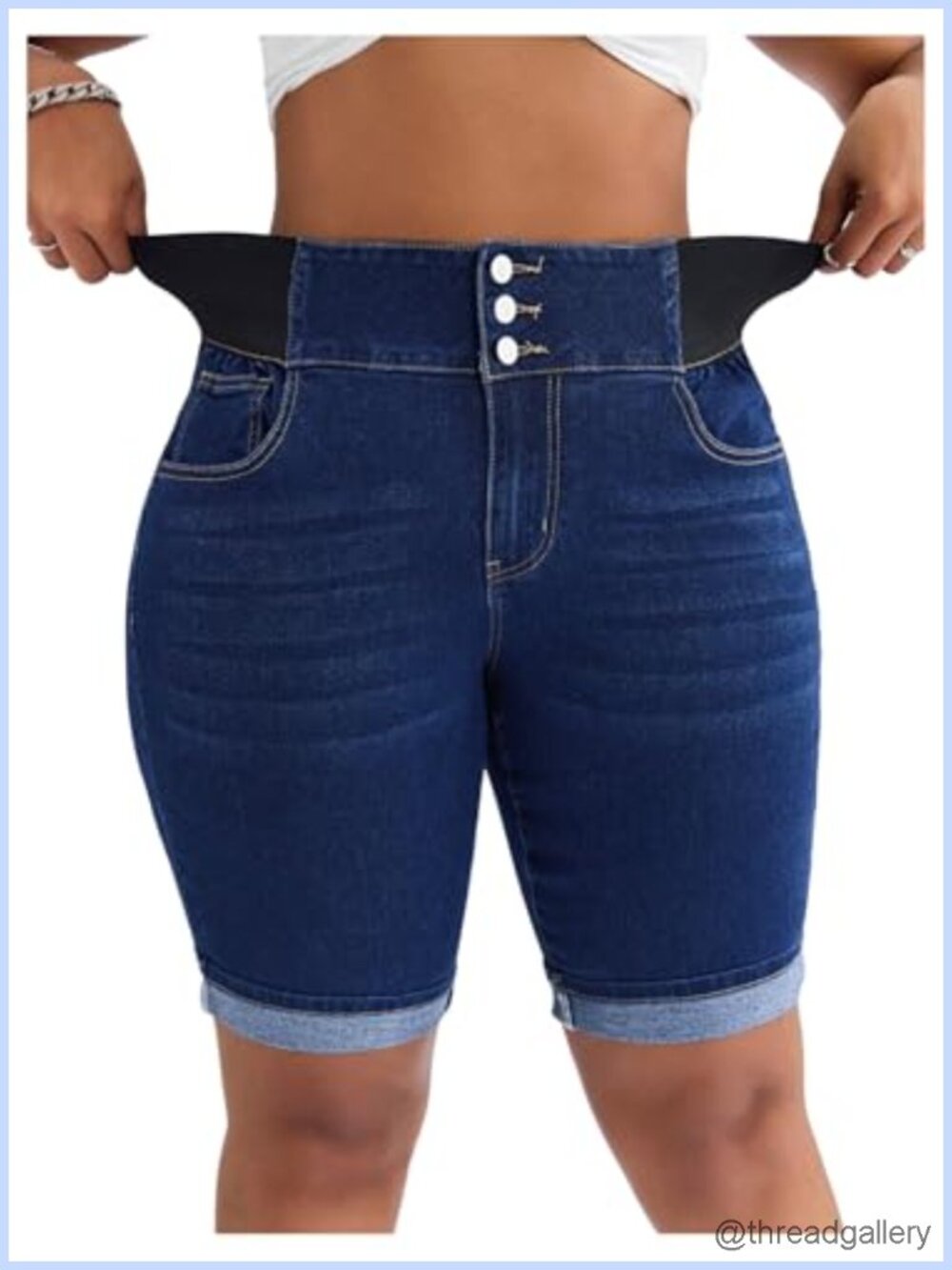 Plus Size High Rise Stretchy Denim Bermuda Jean Shorts